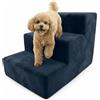 Muralo Scala per Cani 3 Gradini 30 cm - Scaletta Antiscivolo per Cani di Piccola Taglia e Gatti, Rivestimento Magic Velvet Lavabile, Portata fino a 17 kg, Per letto e divano (Blu scuro)