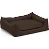 Juelle Lettino per cani in finta pelle, cuccia per cani di media taglia, cuscino per cani soffice, cuccia a forma di divano Rex S-XXL (80 x 65 cm, marrone scuro)