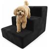 Muralo Scala per Cani 3 Gradini 30 cm - Scaletta Antiscivolo per Cani di Piccola Taglia e Gatti, Rivestimento Magic Velvet Lavabile, Portata fino a 17 kg, Per letto e divano (Nero)