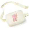 YOOLIFE Marsupio con lettere per bambine, regalo per bambine dai 3, 4, 5, 6, 7, 8, 9, 10, 11, 12 anni, regalo personalizzato per donne, fidanzate, sorelle, mamme, beige., F