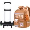 Faticenic Zaino Trolley con 6 Ruote Zaino Capibara di Capacità con Maniglia Retrattile Borsa da Scuola Impermeabile per Cartoni Animati Cinghia Riflettente per Bambini Ragazzi Ragazze Studenti, Decorazi