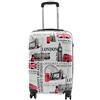 House of Luggage London City Print Valigia 4 Ruote Espandibile Bagagli Borse da Viaggio HLG9620, bianco, Cabin, Bagagli
