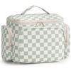 Narwey Grande borsa da toilette da viaggio, borsa da toilette da donna, borsa da toilette, beauty case, organizer per cosmetici, per donne e ragazze, C-mint Verde Scacchiera, 25 x 15 x 19 cm