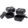 MasterPro Cook & Share - Mini cocotte quadrata con coperchio, 13,5 x 10,6 x 4,5/6,5 cm, ideale per condividere, in gres con interno ed esterno smaltato nero, adatto per lavastoviglie e forno, set di 4