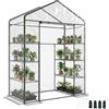 Outsunny Serra da giardino con ripiani a 4 livelli, serra da balcone, telaio in acciaio, porta con cerniera arrotolabile, per verdure piante fiori interni ed esterni, 143 x 73 x 195 cm, trasparente