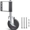 Esenlong 10 cm Ruota per cancello a Molla,Ruota per Cancelli Pesanti, cancello in legno, ruote in gomma resistente, con freno di blocco laterale e piastra di montaggio universale, capacità di carico 100kg Nero