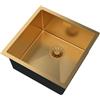 GRANITAN Lavello in Acciaio SILVO44 43,8x43,8 cm, Oro | Lavello in Acciaio Inox con Foro per Rubinetto, con Sifone