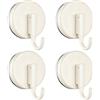 Kaiyzo 4 Pezzi Ganci a Ventosa Riusabili, Gancio da Parete Senza Fori per Asciugamani e Vestiti, Forte Presa per Piastrelle Bagno & Cucina, Design in Noce (Bianco)