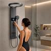 INEX EUROPA Pannello doccia termostatico di lusso grigio titanio - Colonna doccia idromassaggio con 10 anni di garanzia e 4 modalità di funzionamento - Torre doccia alta 105 cm, collezione Daytona