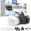 VEVOX® Maschera respiratoria con filtro A1P2 - Protezione da gas, vapori e polveri sottili - Ideale per verniciatura, levigatura e lavori edili - Con 20 filtri P2 antiparticolato e 4 A1 antigas