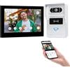 FTes RFKits 2 Fili AHD1080P Videocitofono Intelligente,Tuya WiFi IPS 7'' Videocitofono Porta, Sblocco RFID, Visione Notturna