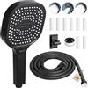 FALSKT Soffione Doccia Anticalcare con Tubo 2M, 3 Modalità, Doccetta Grande 130mm doccino per doccia Soffione doccia Alta Pressione Risparmio Idrico,8Filtro Doccia,1Supporto(Nero)