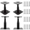 AKOLAFE 4 Pezzi Supporti per Pali Regolabili in Altezza 100-150mm Base di Supporto in Acciaio Zincato con Viti 75x95mm Regolabile Supporti per Pali da Cementare per Terrazze, Recinzioni, Gazebo