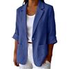 Generic HUIFUAO - Giacche da donna in cotone e lino, maniche a 3/4, con bottoni, Blu scuro, XL