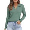 Arach&Cloz Polo da Donna Autunno Inverno in Morbido Misto Lana Maniche Lunghe(Green, S)