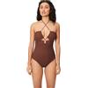YSABEL MORA Costume Intero Tessuto Traforato Coppa B Senza Ferretto Imbottitura Estraibile Spalline Annodate Collo Look Estivo Comodo Collezione Sand