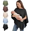 Fiohiros Copertura Allattamento in Modal Morbido, Poncho Allattamento Donna 360° Copertura Totale, Scialla Multiuso Traspirante per Passeggino e Seggiolino Auto (Nero)