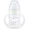 NUK First Choice 10215280 Biberon con Beccuccio in Silicone, 6-18 Mesi, 150 ml, Bianco (Puntini)