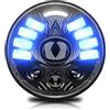 Mulcort Faro a LED da 5-3/4 5,75 Pollici Rotondo Impermeabile per Motociclo con Indicatore di Direzione DRL Abbaglianti/Anabbaglianti