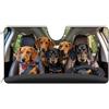 BAGEYOU Parasole anteriore per auto con cane bassotto famiglia nella prateria, decorazione per veicoli, parasole con raggi UV riflettente, protegge il veicolo dal sole, mantiene il veicolo fresco, 140