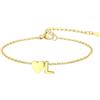GoldChic Cuore Bracciale Donna Oro Braccialetto Donna in Acciaio Inox, Bracciali Alfabeto Lettera L 16cm ideali per Natale, compleanni, la Festa della Mamma e San Valentino