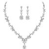 EVER FAITH Parure Gioielli Donna, Matrimonio Jewelry Set per Donna, Zirconia cubica Moda Set di Orecchini Pendenti con Collana di Foglie di Vite Floreale