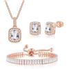 FDEETY Set Gioielli Quadrato Cristallo Smeraldo Collana Orecchini Bracciale Zirconia Cubica Elegante Donna