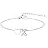 GoldChic Cuore Bracciale Donna, Oro/Argento Braccialetto Donna in Acciaio Inox, Bracciali Alfabeto Lettera A-Z 16cm+5cm