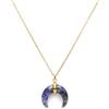 SINGULARU - Collana Mini Moon blu o bianco. Acciaio placcato oro 18 kt e pietra naturale. Gioielli da donna., Medio, Acciaio inossidabile, Non pietra preziosa