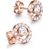 day berlin day.berlin orecchini a perno Stone da donna placcati oro rosa 18k, tondi con zirconia 10mm, spessore 3mm, acciaio inox 316L, senza nichel e resistenti all'acqua