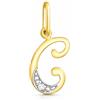 Rodium - Ciondoli in oro, lettera C con zirconi, oro 14k/finezza 585, ciondoli per collana o bracciale a catena per donna