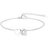GoldChic Cuore Bracciale Donna, Oro/Argento Braccialetto Donna in Acciaio Inox, Bracciali Alfabeto Lettera A-Z 16cm+5cm