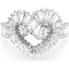 Swarovski Anello Cocktail Matrix, Taglio Misto, Cuore, Bianco, Placcato Rodio, 60