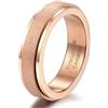 Stfery Anello Girevole Uomo Ghiacciato Acciaio Tungsteno 6MM, Anello Antistress Spinner Oro Rosa Moda Taglia 16
