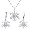 EVER FAITH Fiocco di neve Jewerly Set Argento Inverno Accessorio Lucente Bianco Zircone Fiore Collana Leverback Orecchini