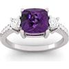 LMDPRAJAPATIS Anello in argento con ametista viola, taglio quadrato, per madre e donna (misura anello 4-9)
