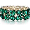 EVER FAITH Cristalli Strass Art Deco Bigiotteria Irregolare Ovale Goccia Prom Bracciale Elastico per Donna Verde Oro-Fondo