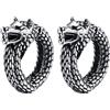 JewelryWe Orecchini Finti Punk da Uomo: Orecchini Non-Piercing a Clip Disegno Serpente Lupo Regalo per Ragazzi