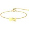 GoldChic Cuore Bracciale Donna Oro Braccialetto Donna in Acciaio Inox, Bracciali Alfabeto Lettera M 16cm ideali per Natale, compleanni, la Festa della Mamma e San Valentino