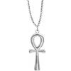 Kritz Collana Ankh da Donna in Acciaio Inossidabile 316L Argento, Ciondolo Croce della Vita Egizia 3D - Gioiello Regalo per Donne