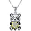 SLIACETE Collana con ciondolo a forma di panda con cuore e pietra portafortuna, idea regalo per donne, Normal, Argento sterling, Zirconia cubica