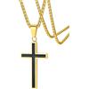 FaithHeart Collana Croce Smaltata - Lunga 55+5cm Regolabile, 3 Colori，Ciondolo Largo Collana Oro, Resistente all'Acqua, Gioiello Religioso per Uomo e Donna