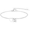 GoldChic Cuore Bracciale Donna, Oro/Argento Braccialetto Donna in Acciaio Inox, Bracciali Alfabeto Lettera A-Z 16cm+5cm