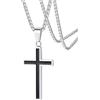FaithHeart Collana Croce Smaltata - Lunga 55+5cm Regolabile, 3 Colori，Ciondolo Largo Collana Argento, Resistente all'Acqua, Gioiello Religioso per Uomo e Donna