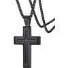 FaithHeart Collana Croce Smaltata - Lunga 55+5cm Regolabile, 3 Colori，Ciondolo Sottile Collana Nera, Resistente all'Acqua, Gioiello Religioso per Uomo e Donna