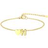 GoldChic Cuore Bracciale Donna Oro Braccialetto Donna in Acciaio Inox, Bracciali Alfabeto Lettera H 16cm ideali per Natale, compleanni, la Festa della Mamma e San Valentino