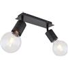 Globo lighting Spot faretto orientabile a 2 luci Hermine in metallo nero opaco 2XE27 54030-2/40