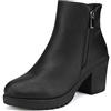 DREAM PAIRS Stivali da Donna Stivaletti alla Caviglia con Tacco Grosso,Size 41.5,Nero Lucido,Z0EY-2