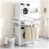 BugyKido Yigowyigo - Scaffale per lavatrice con stendino estraibile, 73 x 63 x 105 cm, portata 250 kg, altezza regolabile 84 cm e 89 cm, per bagno, balcone, colore bianco