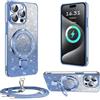 XCYYOO Cover Brillantini con Cordino per iphone 15 Pro Max,Custodia Trasparente Antiurto Silicone TPU con Laccio Tracolla Supporto Case,Cover con Collana per iphone 15 Pro Max,Blu